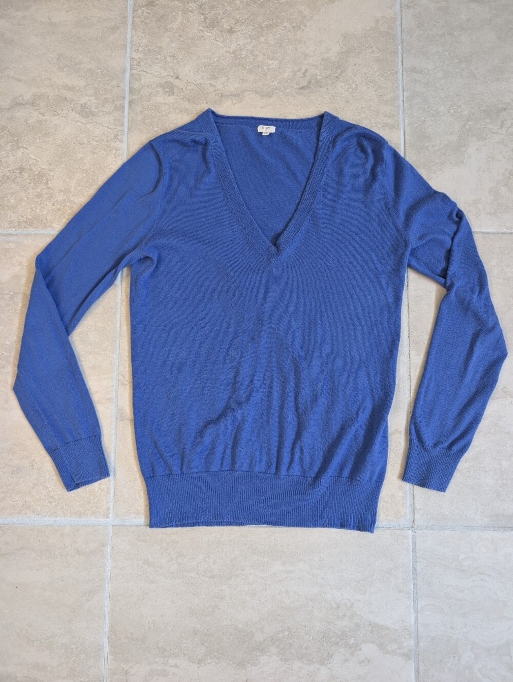 J Crew Blue V-Neck Lightweight Sweater